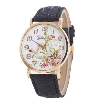 

NEW Fashion Watches Women Sports Floral Flowers Quartz Watch Lady Clock PU Leather Wrist Watches