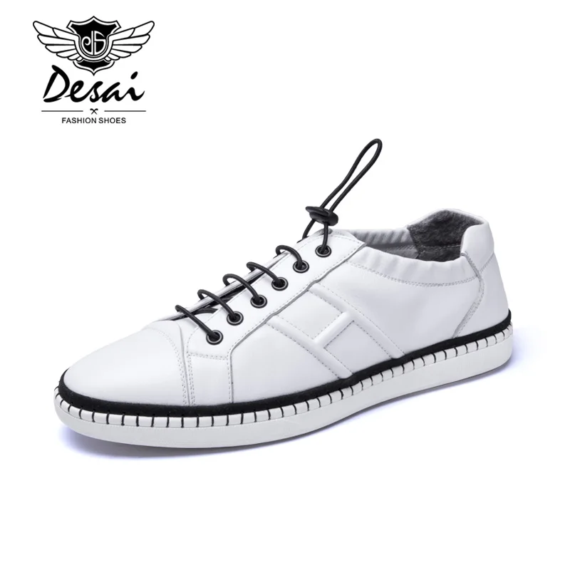 

Desai 2017 New Luxury Brand Genuine Leather Men Shoes Casual Elastic Band Flats Shoes Italian Man Footwear High Quality Black