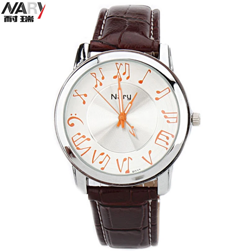 

NARY Musical Notation Retro Casual Quartz Wristwatch Couple PU Leather Men Watch Women Dress Watches Romantic Lovers Gift Clocks