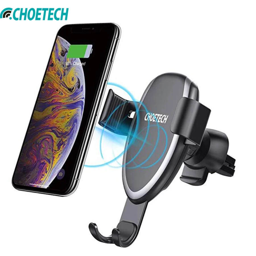 CHOETECH Qi Wireless Car Charger Holder For iPhone Xs Max Xr 8 Plus Phone Fast Car Mount Wireless Charging Stand For Samsung S9