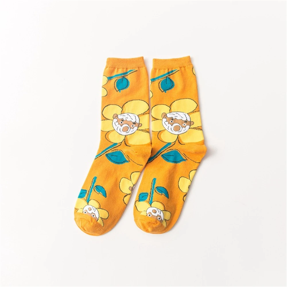 Women's Funny Cartoon Crew Harajuku Hip Hop Street Art Cotton Tube socks Lover's Gift Socks For Summer Autumn