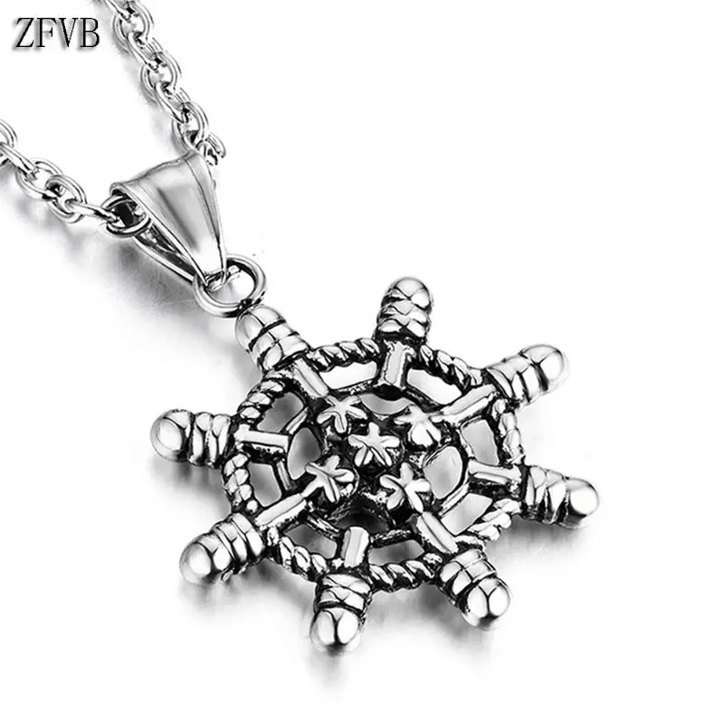 Mens necklace Classic Rudder Star Necklace Stainless Steel Vintage Stylish Male Star Sailor Navy Pendant Jewelry For Men Gifts