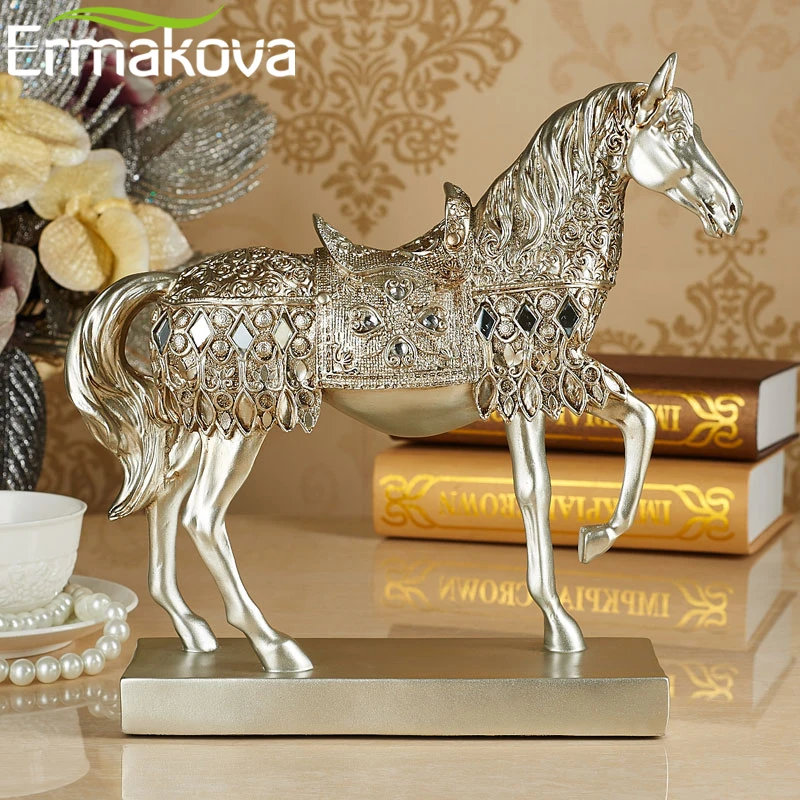 ERMAKOVA фигурка лошади 28 8 см Высота Серебряная смоляная статуя скульптура животных