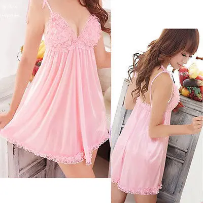 Женское нижнее белье одежда для сна ночная рубашка розовая пижама|dress chemise|underwear