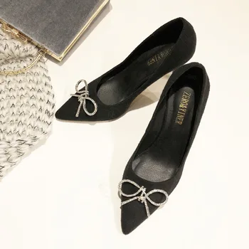 

Kmeioo Elegant Shoes Woman Pointed Toe High Heels Jewel Knot Pumps Fashion Women Wedding Evening Shoes Thin Heels Stiletto