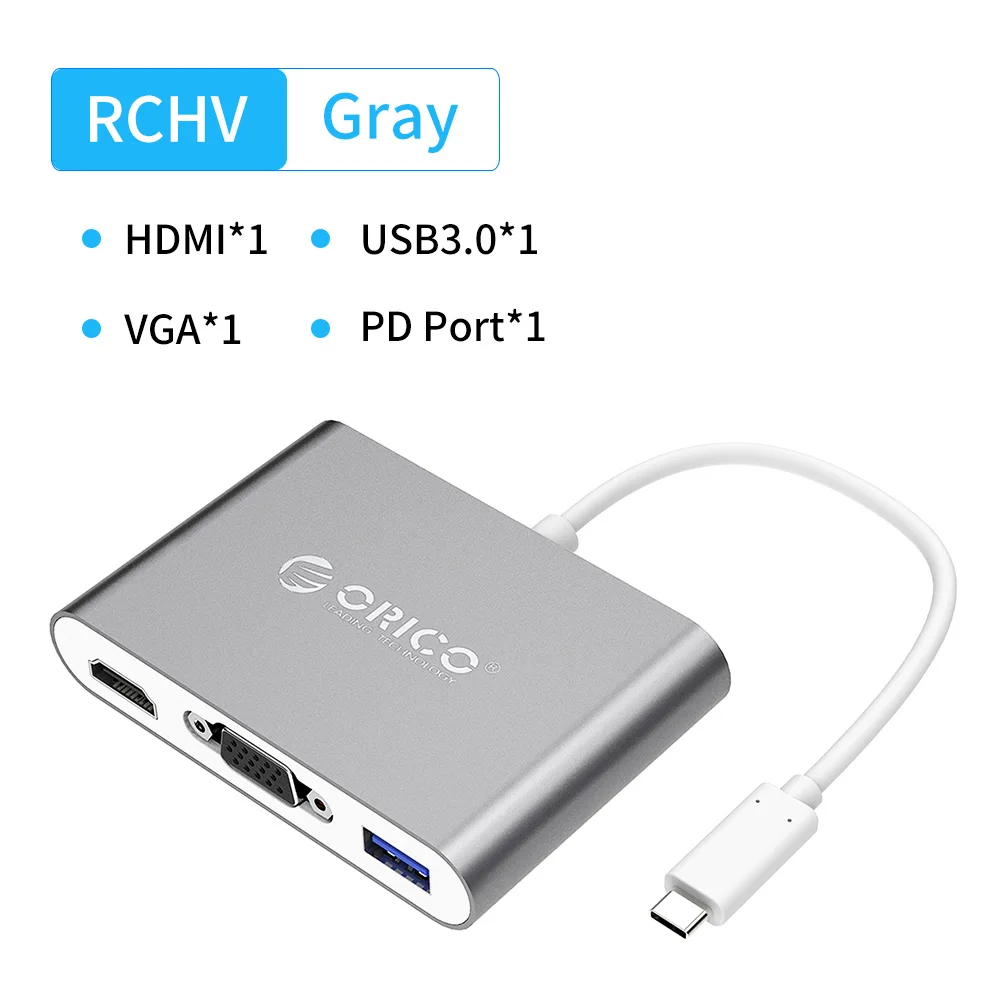 ORICO usb-хаб USB C к HDMI RJ45 VGA type-C PD адаптер для Mac/samsung Galaxy/huawei type C USB 3," концентратор