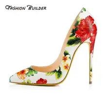 2016 New Fashion Flowers Spring Autumn Pointed Toe Slip On High Heels Pumps Sweet Stiletto Women Party Dress Shoes Plus Size 45