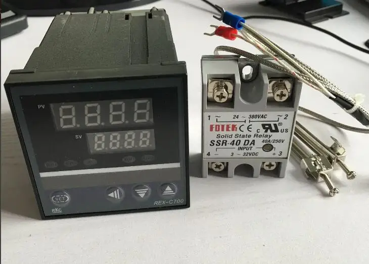 

Dual Digital RKC display PID temperature controller REX-C700FK02-V*AN +1M thermocouple K +SSR40DA