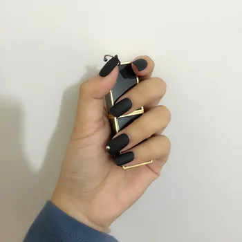picture Black Acrylic Nails Coffin Short imall
