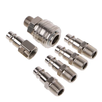 

6Pcs Euro Air Line Hose Compressor Fitting Connector Quick Release Set 1/4" BSP