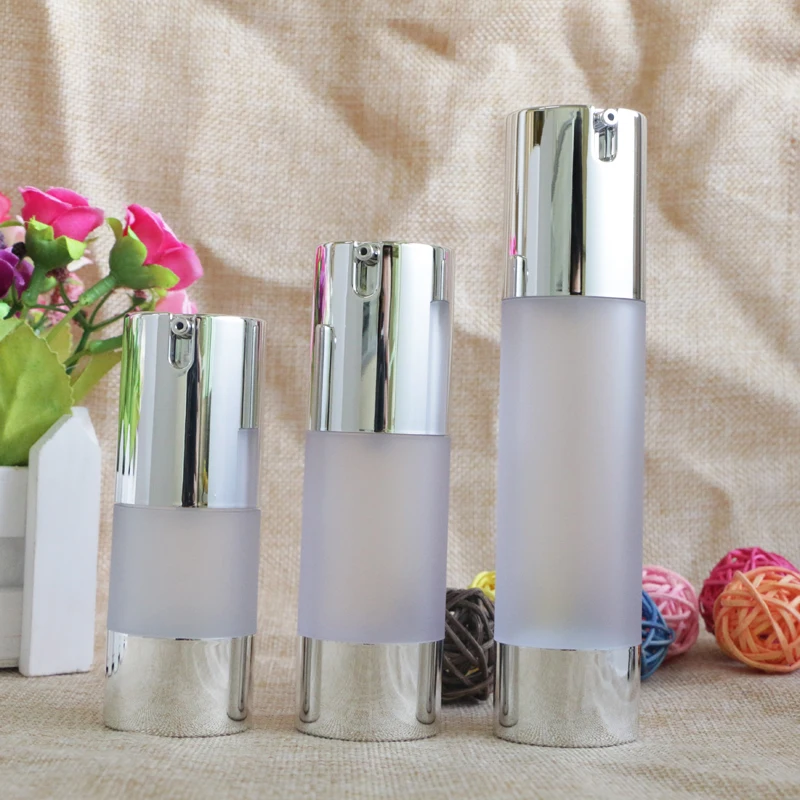 10pcs Airless 15ml 30ml 50ml Empty Vacuum Pump Toilet Vessel Cosmetic Frosted Bottle Mini Transparent Lotion Makeup Container