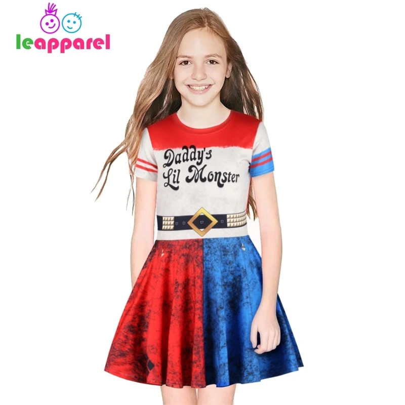 

Harley Quinn Dress Clown Cosplay Suicide Squad 3D Print Girls Dress Kids Children Costume Cute Party Princess Dresses Vestidos