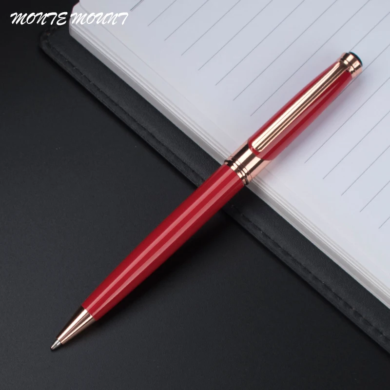 

MONTE MOUNT High quality luxury 923 Red and Rose Gold Clip Business office Medium nib Ballpoint Pen New