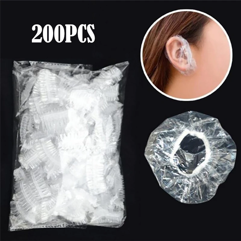 

200pcs Ear Protector Cover Caps Clear Earmuffs Shower Waterproof Hair Coloring Ear Protector Cover Caps