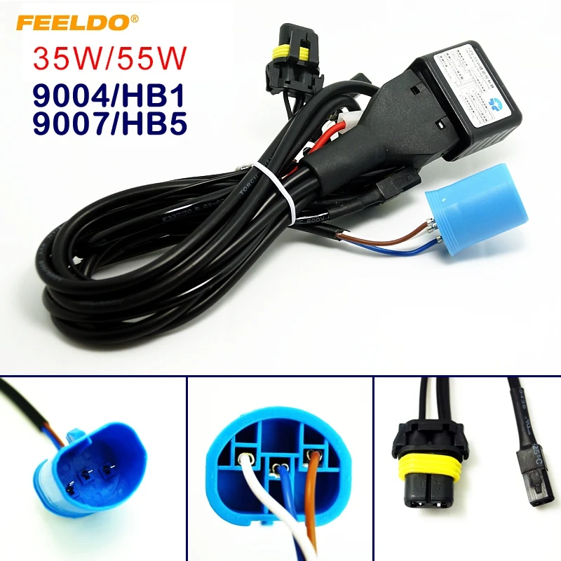 

FEELDO Car 12V 35W 55W 9004/HB1/9007/HB5 Hi/Lo Beam Bi-xenon Relay Harness For Auto HID Conversion Kit Wiring #CA4195