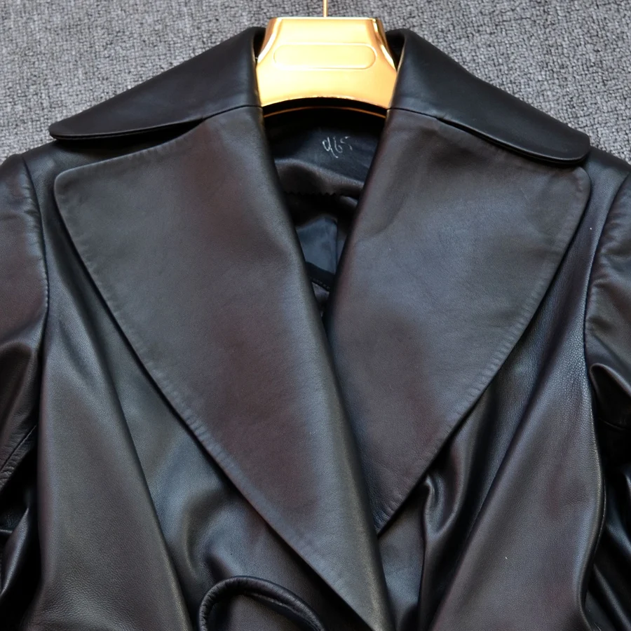Куртка Jaqueta Couro, Лидер продаж, осенне-зимнее пальто из овечьей кожи, длинная свободная уличная куртка с длинными рукавами