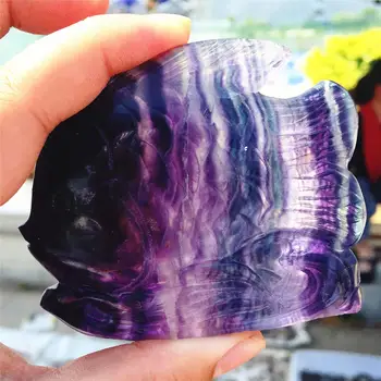 

1pcs AAAA Natural crystal gem colored fluorite carved tropical fish crystal unicorn statue decorated cartoon animation
