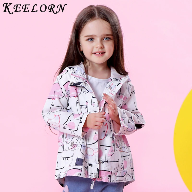 

Keelorn Kids Coats and Jackets 2019 Autumn Jackets Brand Children Coats Girls Clothes Cartoon Cat Outerwear Hooded kids clothes