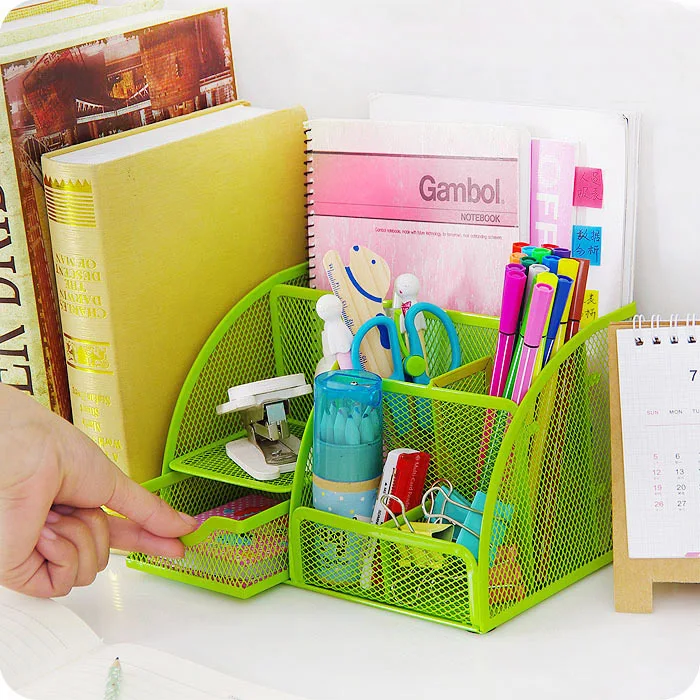 

New Colorful Home Office School Metal Desktop Storage Box Organiser Drawer Pen Card Office Zakka Organizer Stationery Holder