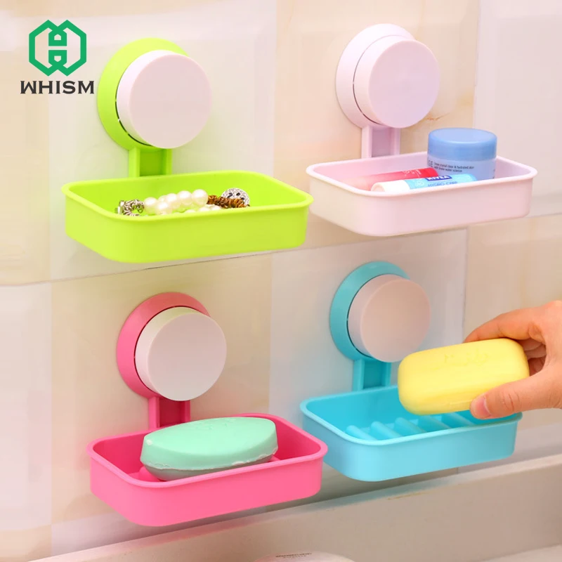

WHISM Creative soap dishes handmade soap racks soap sponge holder bathroom Accessories strong Sucker