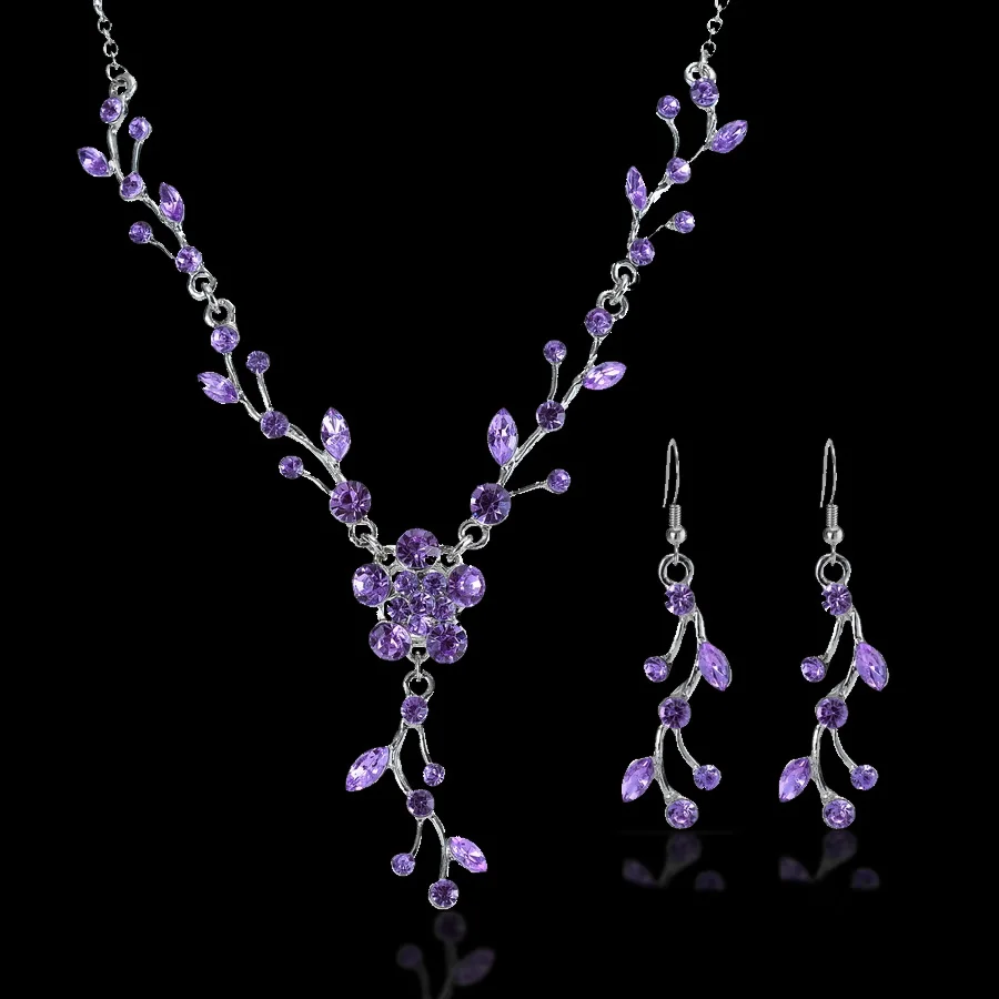 

Women Wedding Bridal Jewelry Crystal Rhinestone Necklace Earrings Party Set