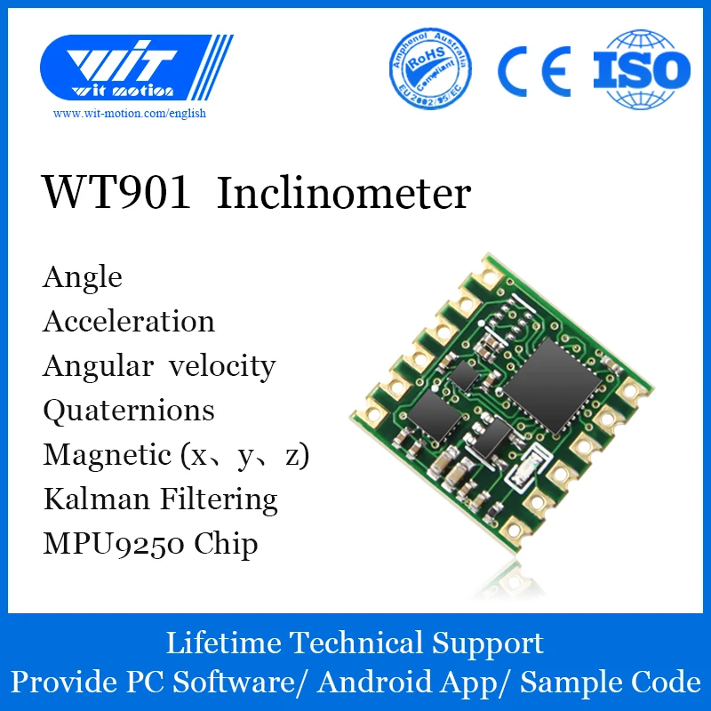 Witmotion WT901 AHRS MPU9250 9-осный Акселерометр, 3-осевой электронная гироскоп+ разгон+ Угол+ магнитометр, ttl данных Outout