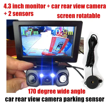 

TFT 170 degree angle Car Monitor LCD 3 in 1 With Sensor on Rearview Camera Car Parking Assistance 4.3 Inch High-resolution LED