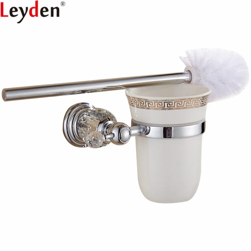 Leyden Zinc Alloy Crystal Toilet Brush Holder Chrome Wall Mounted