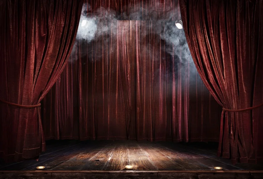 

Laeacco Old Stage Curtain Lighting Photo Backgrounds Customized Digital Photography Backdrops For Photo Studio