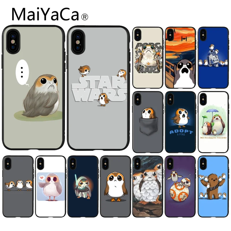 MaiYaCa Звездные войны последний джедай Porgs черный ТПУ Мягкий силиконовый чехол для телефона iPhone X XS MAX 6 6s 7 плюс 8 плюс 5 5S SE XR