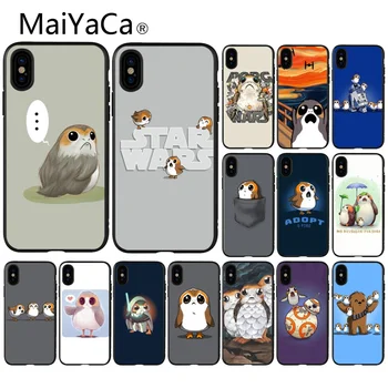 

MaiYaCa Star Wars The Last Jedi Porgs Black TPU Soft Silicone Phone Cover for iPhone X XS MAX 6 6s 7 7plus 8 8Plus 5 5S SE XR