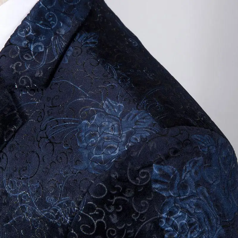 2020 High Quality Men Suits fashion Banquet male Blazer Jacket with Vests and Pant Blue Red man Wedding Suits