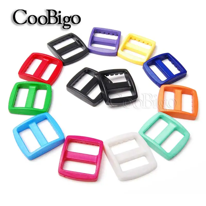 

10pcs Pack 3/4"(20mm) Colorful Plastic Curved Tri Glide Slider Adjust Buckles Wider Style Backpack Straps Webbing Bags Parts