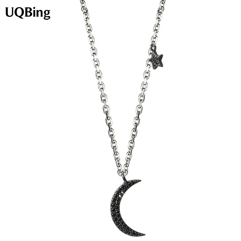 

Free Shipping New Arrivals 925 Sterling Silver Chain Necklace Jewelry Moon Star Necklace Pendant Colgante Pingente de plata
