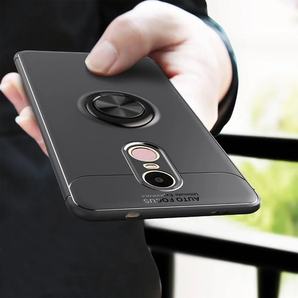 

Rotating Finger Ring Magnetic Car Holder Case Redmi Note 4X / Redmi Note 4 Back Cover Silicone Cases For Xiaomi Redmi Note 4X