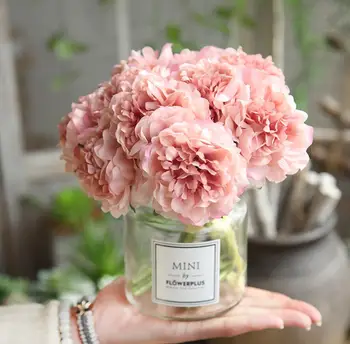 

5pcs Artificial Peony Flower Leaf Stem Branch For Wedding Bridal Bouquet Home Office Hotel Decoration