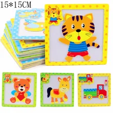 24 стиля 3D Магнитный пазл деревянные игрушки 15*15 см Мультяшные животные дорожные Пазлы Tangram детские развивающие игрушки для детей
