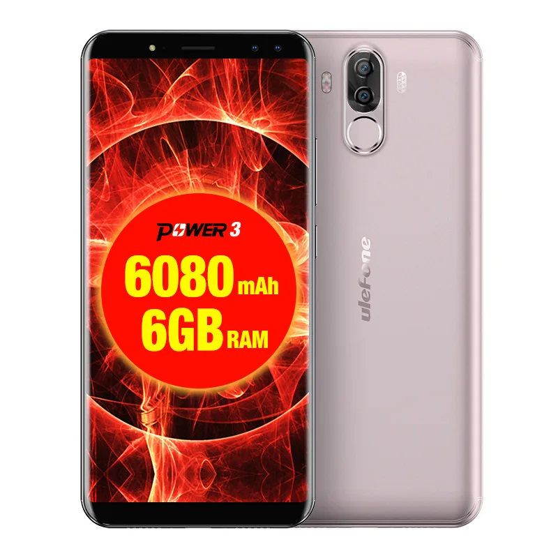 Смартфон Ulefone power 3 Android 7,1 4G 6080 mAh 6 GB 64 GB Octa Core Face ID 6," 18:9 полный экран четыре камеры 21MP мобильный телефон - Цвет: Gold