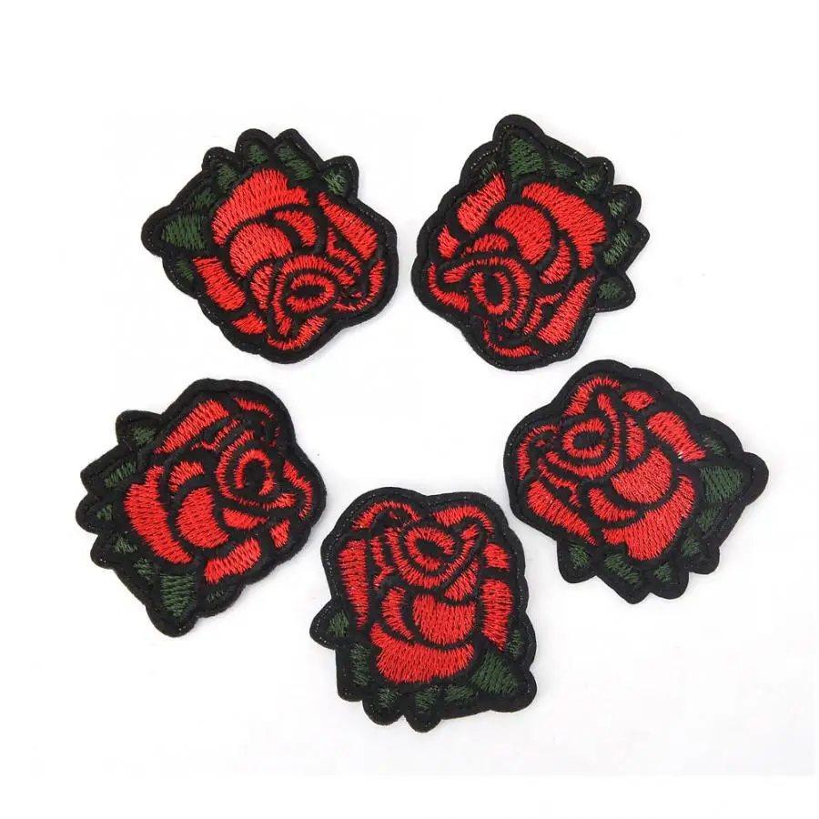 

Tiny Red Rose Embroidered Patch Flower Cloth Sticker Applique Craft Clothing Accessories