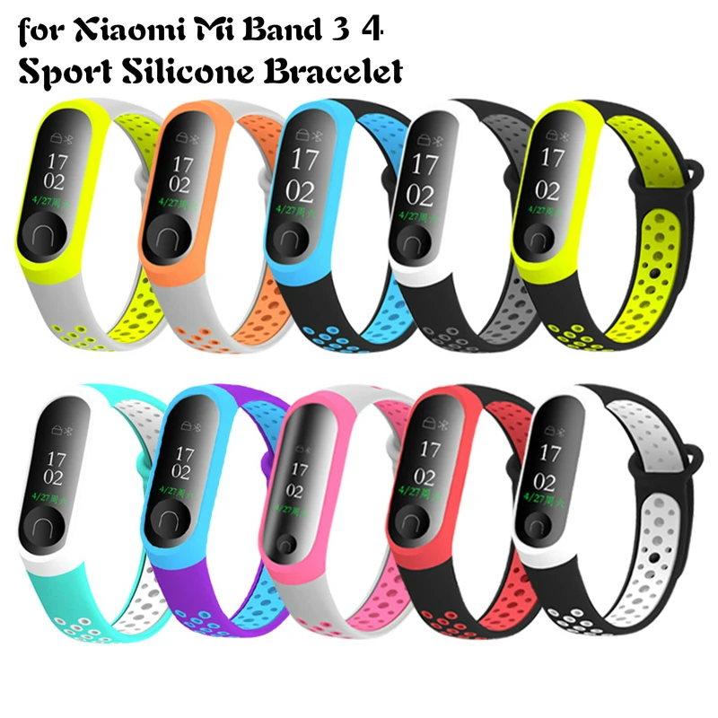 Для Xiaomi mi Band 3 4 спортивный силиконовый браслет Sport mi Band 3 ремешок на запястье для Xiaomi mi Band 4 Band 3 Смарт-часы