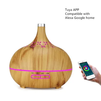 

Free shipping 400ml mobile app control aromatherapy humidifier intelligent woodgrain oil diffuser mist machine