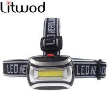 Litwod Z20 Mini 3 режима фары для повседневной жизни Водонепроницаемый COB светодиодный COB налобный фонарь для кемпинга, фара для освещения, Головной фонарь с батареей AAA