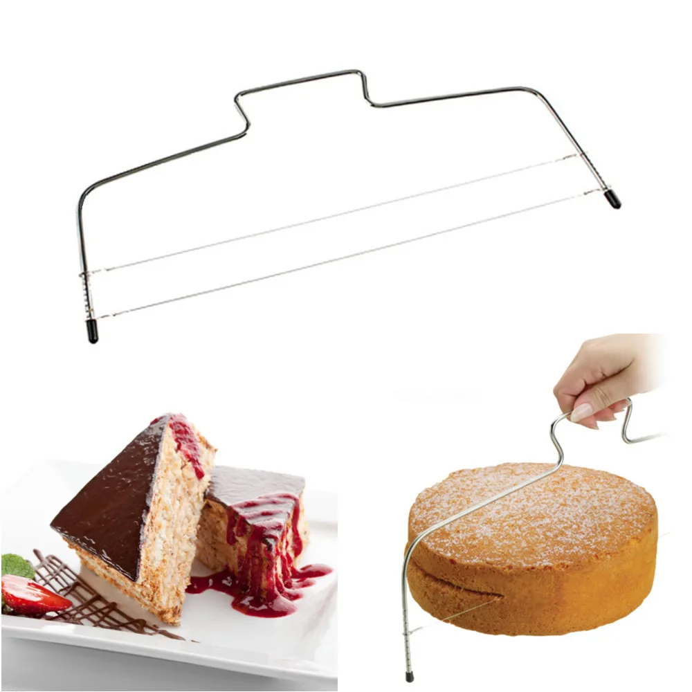 

1pc Double Line Adjustable Stainless Steel Metal Cake Cut Tools Cake Slicer Device Decorating Mold Bakeware Kitchen Cooking Tool