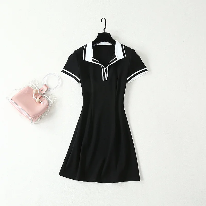 

Sexy women's V-neck black dress 2019 summer autumn OL elegant dress A399