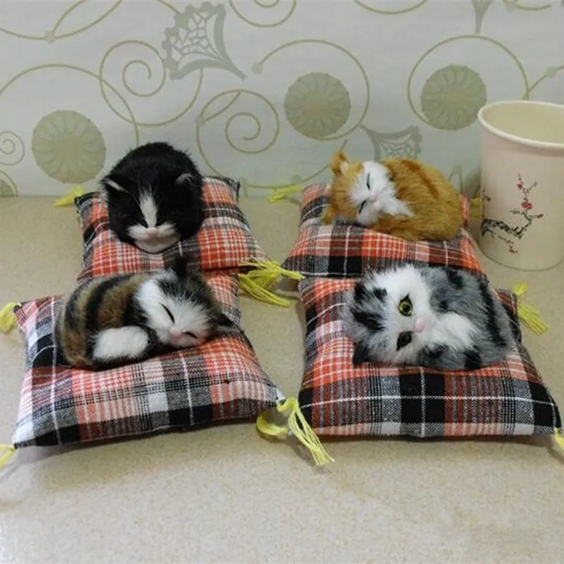 

ZILIN simulation cat with cushion / mini sleeping cat / car decorations kid gift 12*11*2cm