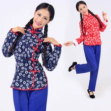 Disfraces танцевальные костюмы хмонг одежда Китайский драма для пять четыре молодых студентов qingsao Костюмы хлопкоуборочная платье с цветочным рисунком