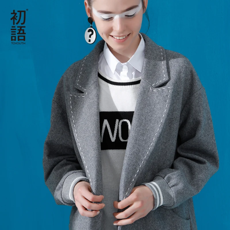 Kopen Toyouth Britse Stijl Jas Jas Wol Winter Vrouwen Wollen Jas Zakken Single Breasted Button Vierkante Kraag Vrouwelijke Jas Jas