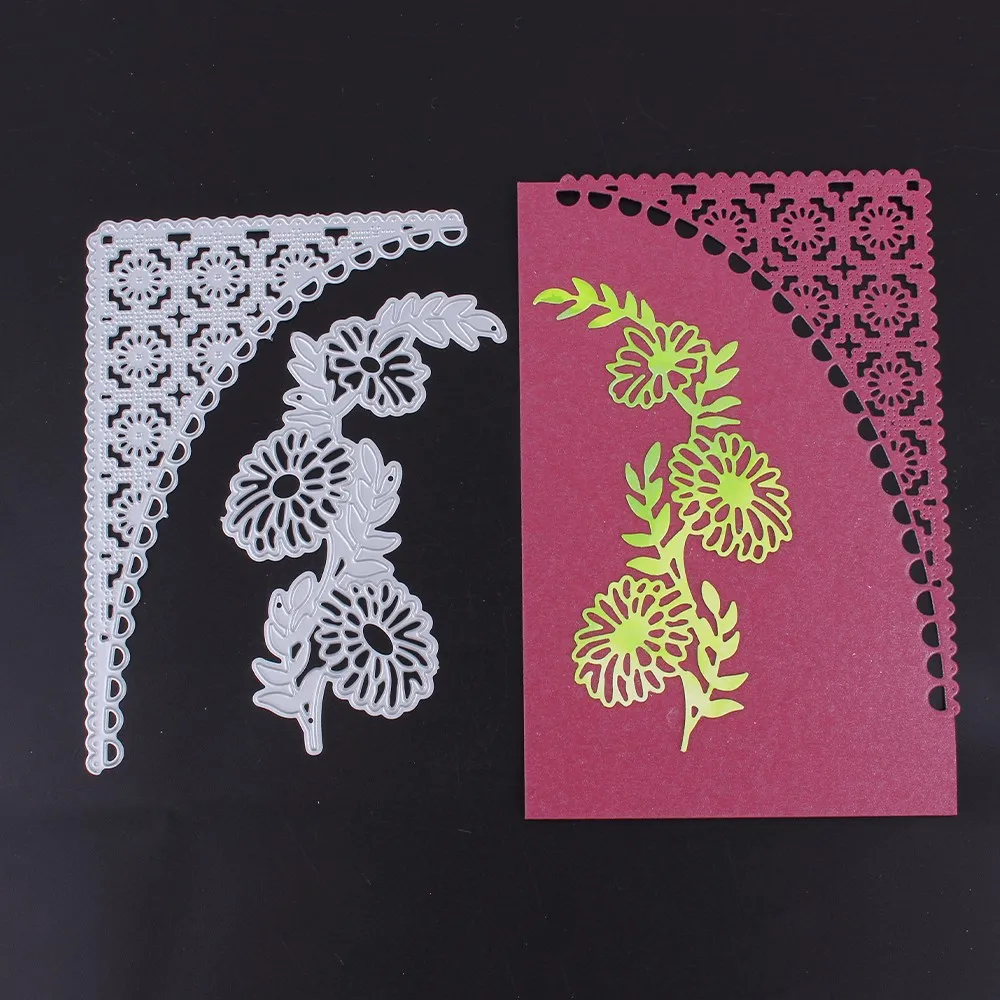 

Flower Lace Corner Metal Cutting Dies Scrapbooking New Arrival 2019 for Card Making Background Dies Snijmal Embossing Troqueles