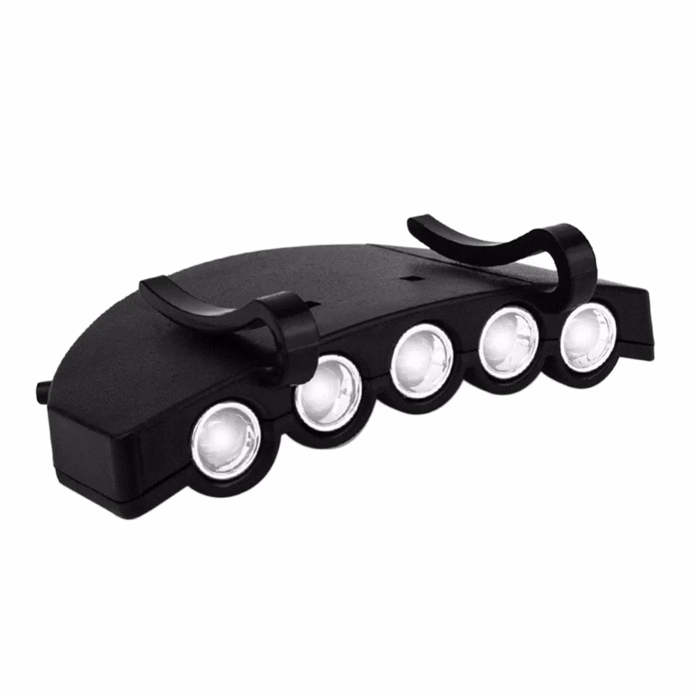 Super Bright 5LED Cap Light Headlight HeadLamp Head Flashlight Head Cap Hat Light Clip On Night Fishing Lights