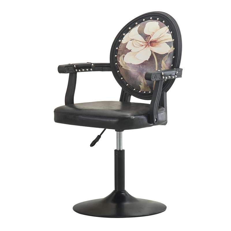European Style Multi-function Bar Chair Lifted Household Dressing Stool with Backrest Rotated Creative Stable Nail Art Stool